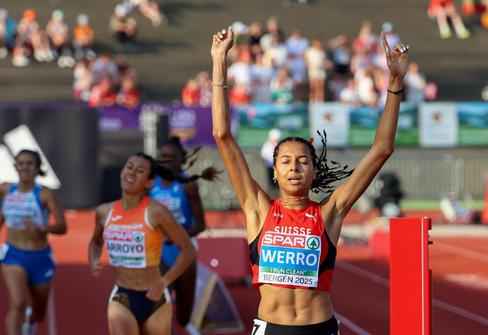 Audrey Werro kan juble over å ha blitt europamester på 800 meter.