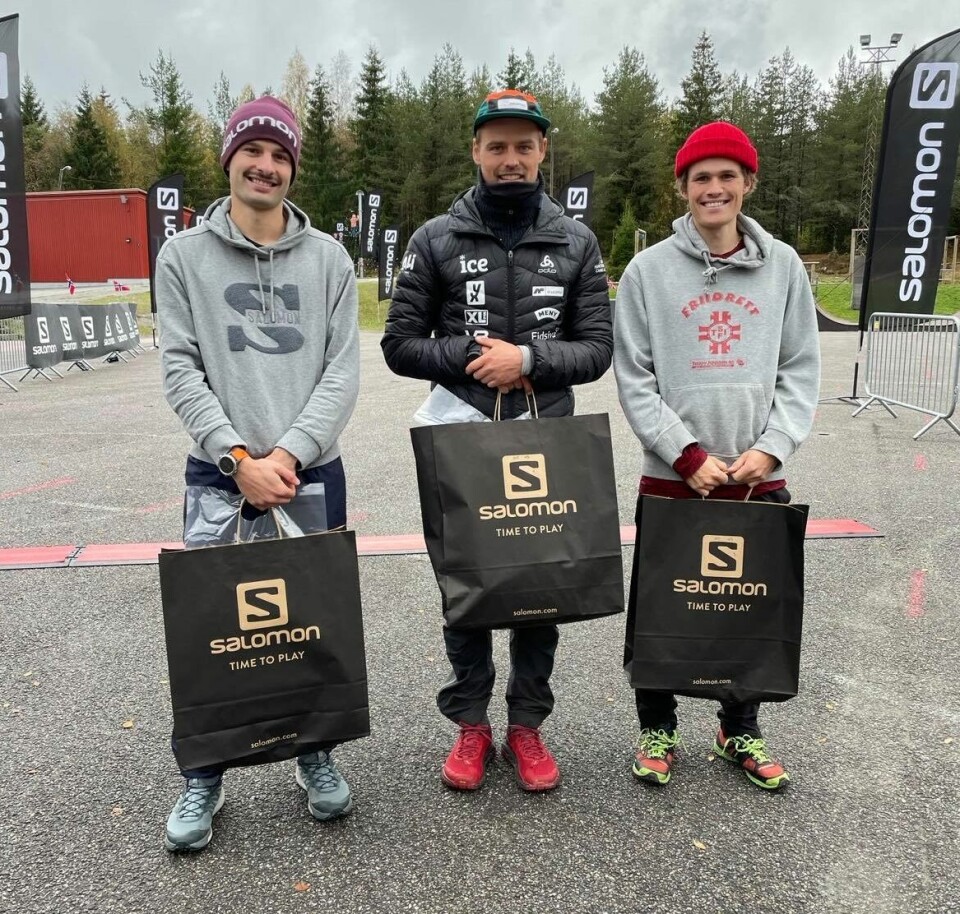 Tobias Dahl Fenre vant kortdistansen (55 km) i Oslo Trail Challenge Pallen_herrer.jpg