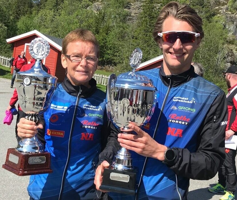 Heidi Hestmark Smalås og Aleksander Kirkeberg vant kortløypa 6,63 km på sterke tider. (Arrangørfoto) Heidi Hestmark Smalås og Aleksander Kirkeberg vant kortløypa 6,63 km på sterke tider. (Arrangørfoto)