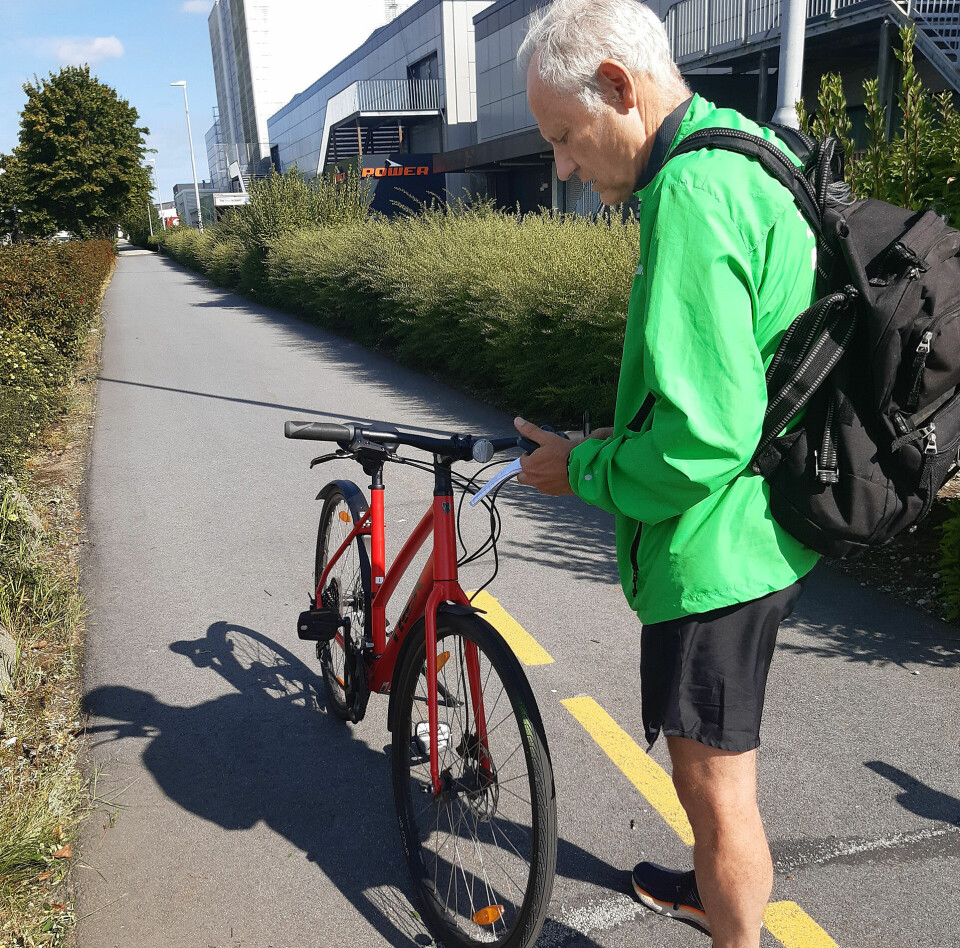 Står norgesrekorden på 3 km for fall i rekordløypa til Forusløpet? Ivar_Sandoe_sykkel oppmaaling.jpg