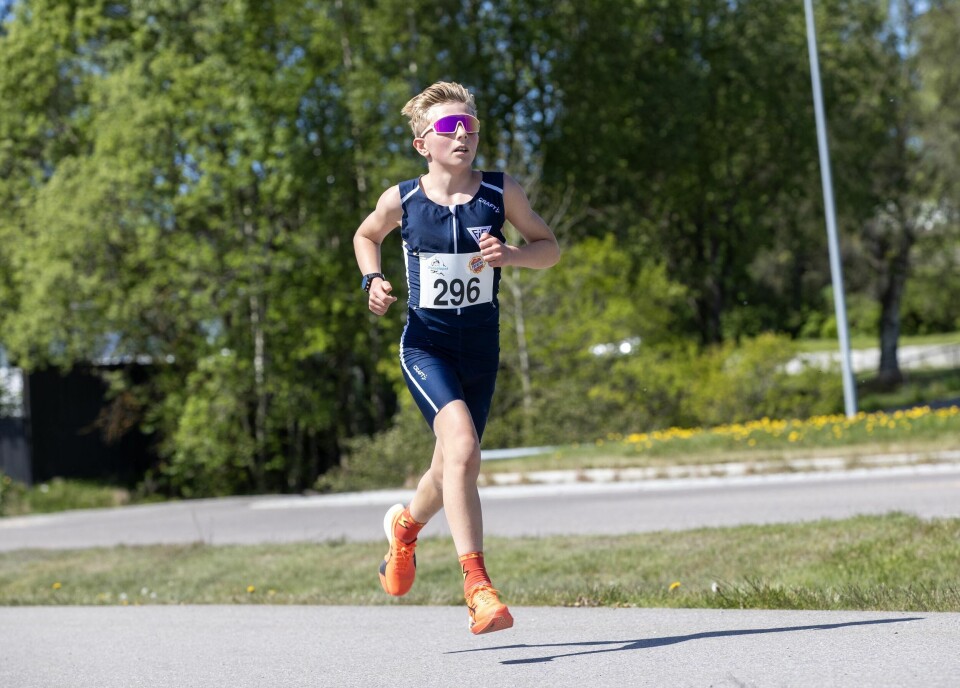 12 år gamle Oliver Stauning Joranger fra Fredrikstad løp 5 km 18.09. (Foto: Bjørn Hytjanstorp)