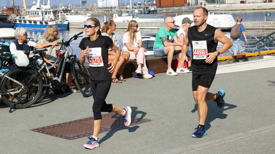 F.v.: Lise Leanore Linge og Trond Walleraunet løp halvmaraton under Trondheim Maraton