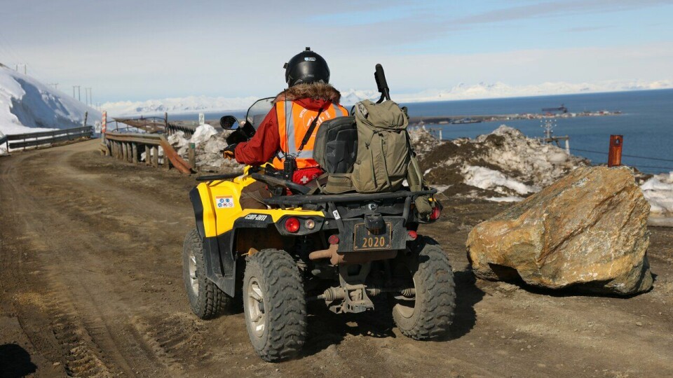 Det var isbjørnvakter både langs løypa og kjørende på ATV under Spitsbergen Marathon 2023