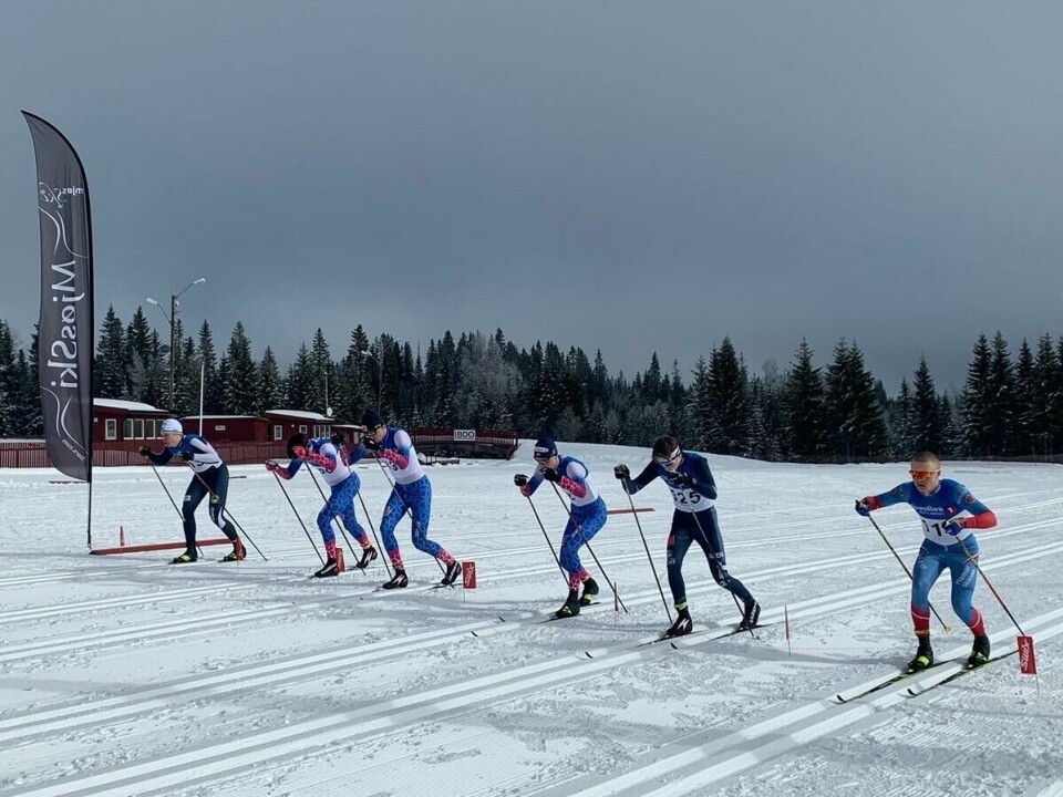 Fra lørdagens sprintfinale i klasse M17 på Veldre sag. (Foto: Morten Sundal)