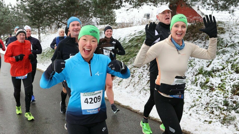 F.v.: Sol Haugen og Laila Bjornli Wang er begge trenere for Kondistreninga Trondheim og løp maraton under Jessheim Vintermaraton 2023