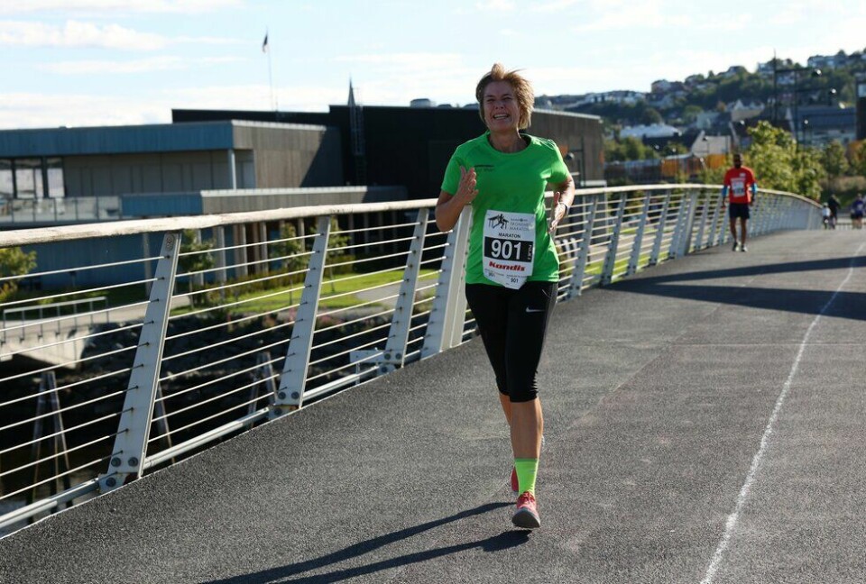 Siv Mari Forsmark løp maraton for Kondistreninga Trondheim under Trondheim Maraton 2022