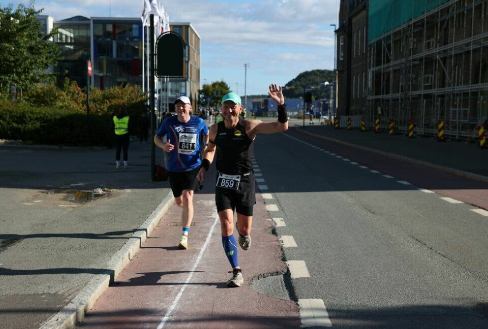 Andreas Eleland (t.v) og Geir Bjerkestrand løp maraton under Trondheim Maraton 2022