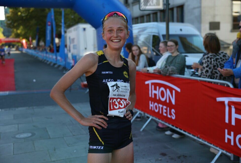 Kristine Meinert Rød etter halvmaraton under Trondheim Maraton 2022