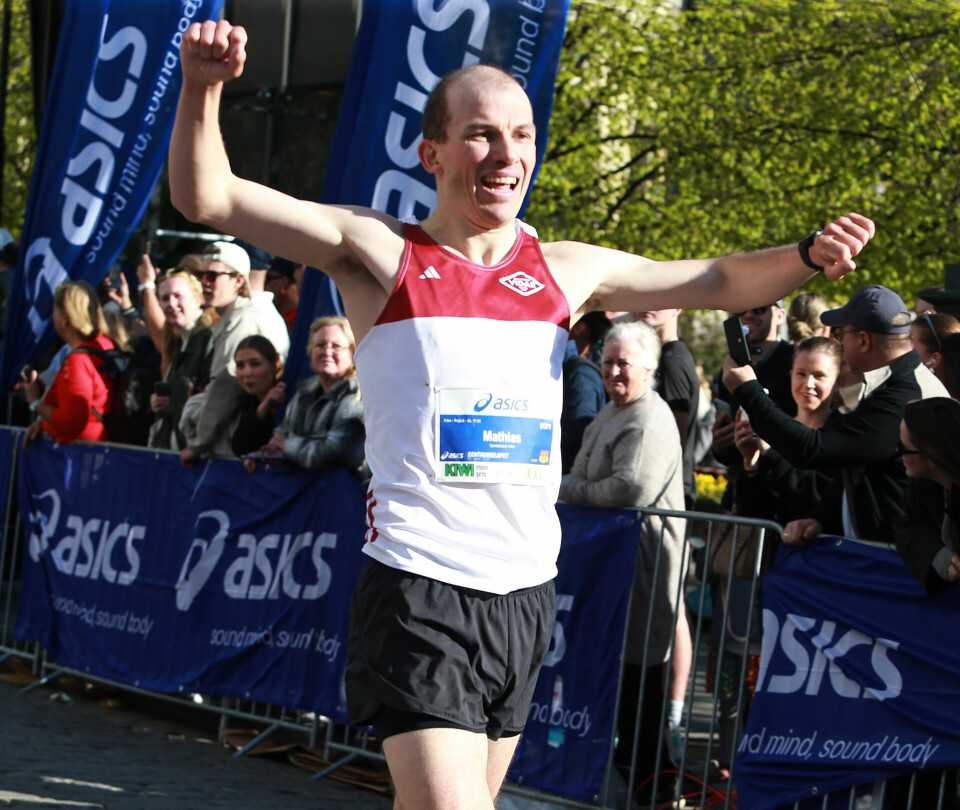 Mathias Moen vinner spurtoppgjøret på 5 km. (Foto: Kjell Vigestad)