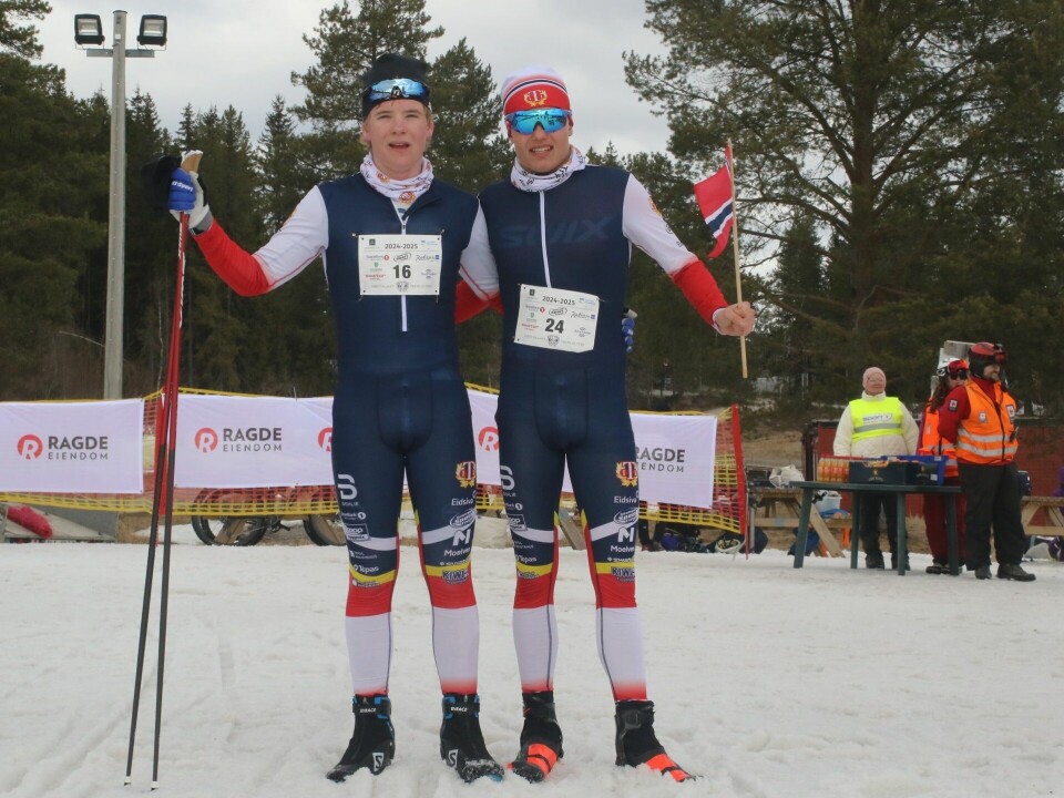Juniormester Kristian Moen Bonden (til høyre) sammen med klubbkamerat Peder Hagen.