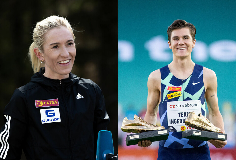Karoline Bjerkeli Grøvdal kan bli årets norske kvinnelige utøver, og Jakob Ingebrigtsen kan bli årets norske mannlige utøver på Idrettsgallaen. (Foto: Samuel Hafsahl og Sylvain Cavatz) Karoline Bjerkeli Grøvdal kan bli årets norske kvinnelige utøver, og Jakob Ingebrigtsen kan bli årets norske mannlige utøver på Idrettsgallaen. (Foto: Samuel Hafsahl og Sylvain Cavatz)