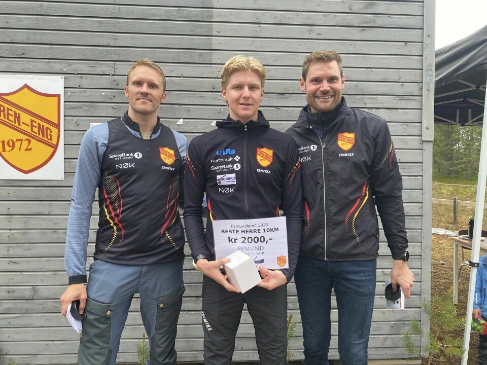 Topp tre i herreklassen (fra v. ): Simon Utseth Sandvåg, Lars Horten Jordet og Nils Kristen Sandtrøen. (Foto: arrangøren)