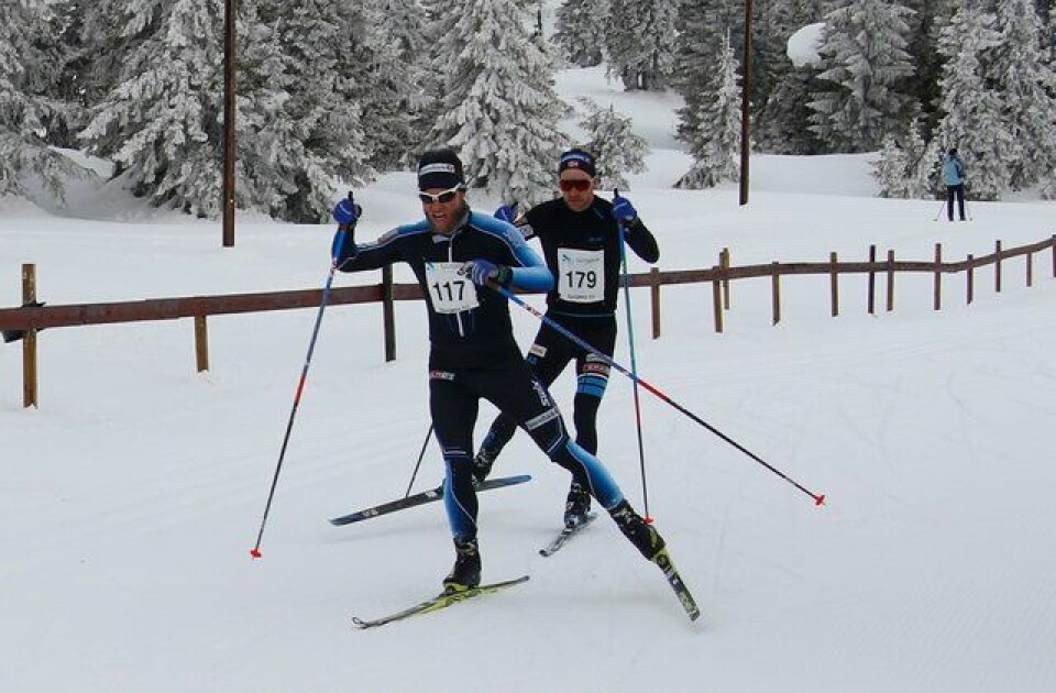 Martin Johnsrud Sundby foran Sjur Røthe på oppløpet på Sjusjøen Langrennsarena lørdag. (Foto: Ragnhild Soleng) Sjusjøen Fri 2018