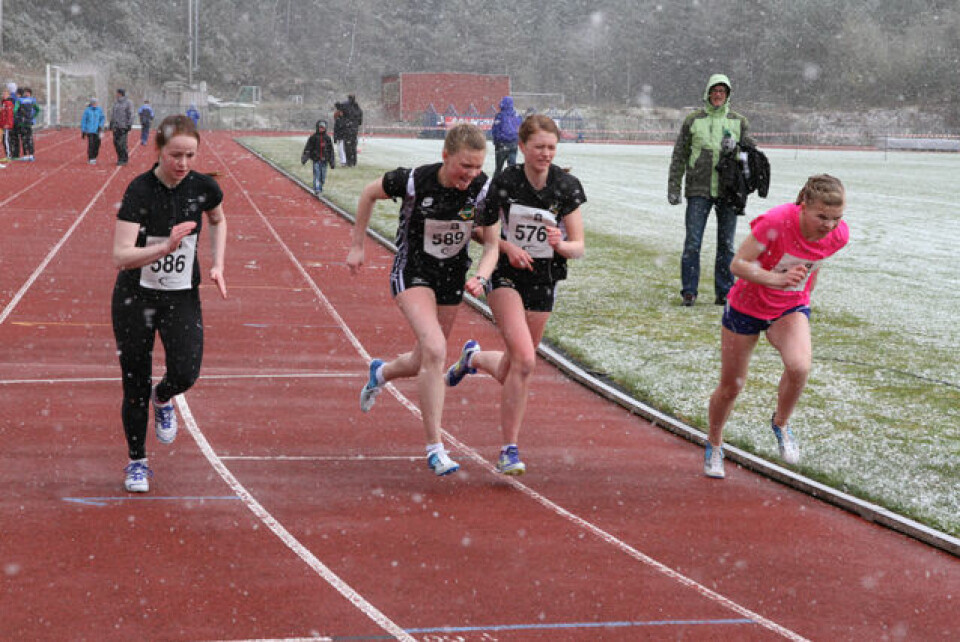 Hovdinglekene i snøstorm.