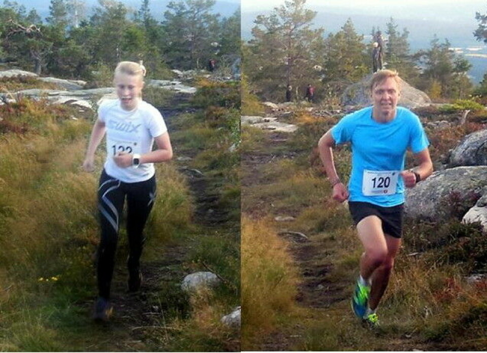 Espen Honganvik Holen og Christine Dalsjø Fredriksen, begge fra Magnor UL, var raskeste mann og dame til toppen av Rafjellet. (Foto: Fred Nordal) Espen Honganvik Holen og Christine Dalsjø Fredriksen, begge fra Magnor UL, var raskeste mann og dame til toppen av Rafjellet. (Foto: Fred Nordal)