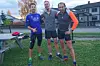 De tre raskeste i siste løp i Gå-Joggen 2017 (fra v.): Thomas Pedersen, Jo Reistad og Jan Erik Mathiassen. (Foto: Privat)