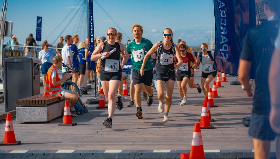 Lag 40 Tønsberg PPT mot mål i Vestfold maraton 2024.