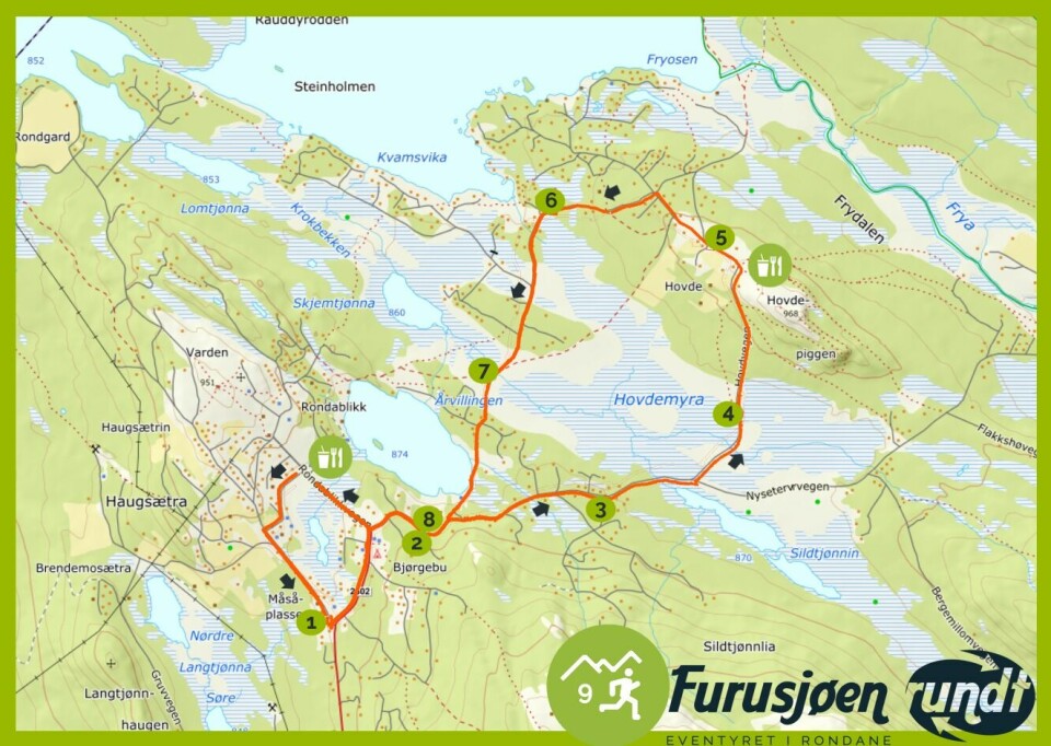 Løypekart 9 km Fuusjøen Rundt-løpet