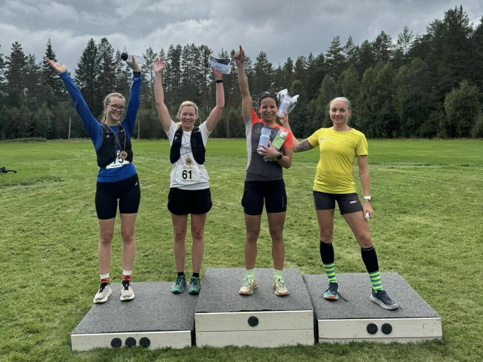 Topp fire kvinner på 21,8 km (fra v.) Kaja Naima Viddal-Eide, Birgitte Haneborg Egner, Cathrine Andersen og Linda-Kristine Bjerke. finnskogløpet 21 km