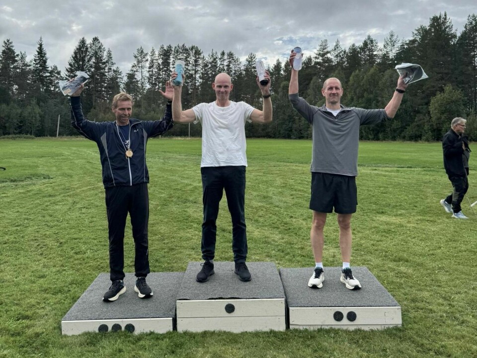 Herrepallen på 11,2 km (fra v.): Øystein Rognerud, Birger Andreas Bråthen og Geir Marius Larsen. finnskogløpet 11,2 km