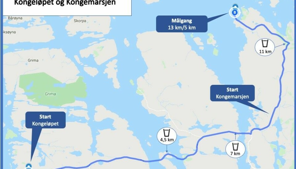 Løypekart Kongeløpet i Gulen