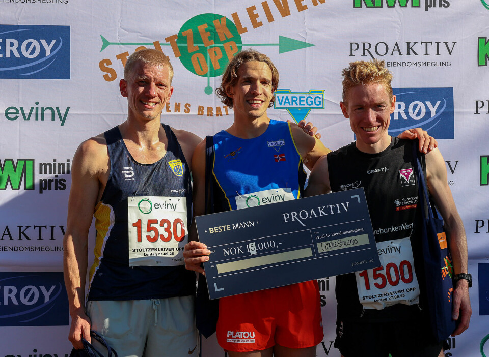 Premiepallen menn: Joel Dyrhovden, Anders Sommer, Halfdan E Færø. Callum Smith fikk den tredje beste tiden, men siden han deltok om fredagen, og ikke i seedet gruppe om lørdagen så kom han ikke på pallen.