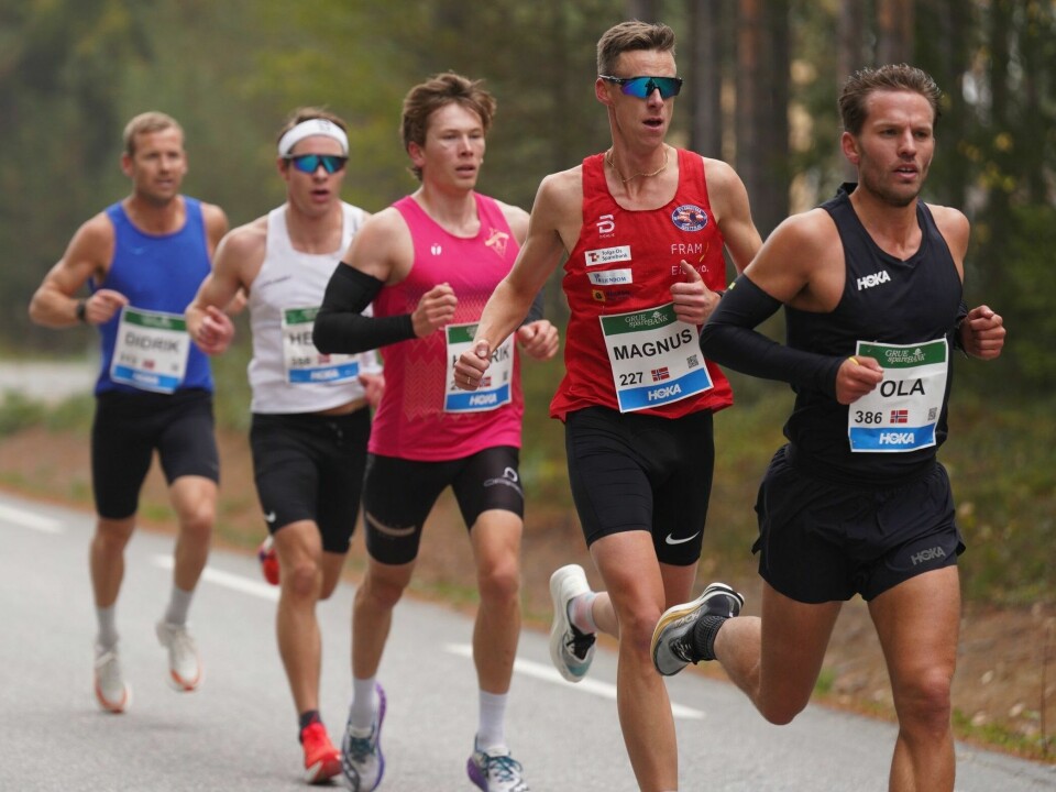 Ola Korbøl drar i kvintetten som etter hvert ble en kvartett. løp 10 km innlandet gruemila