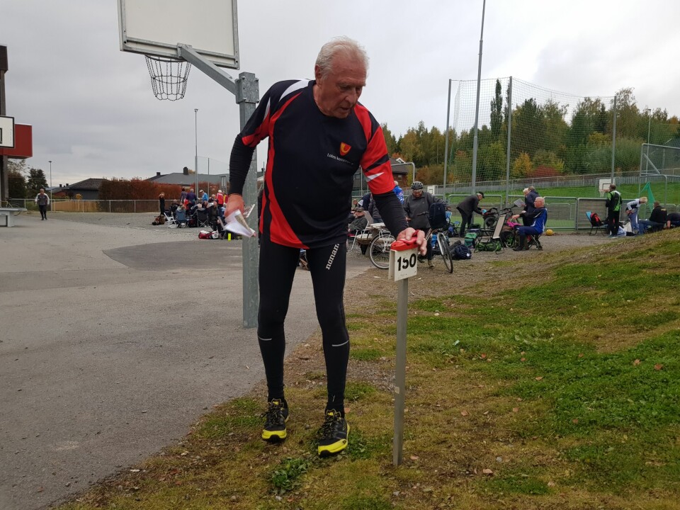 Steinar Libak er ferdig med sin runde. o-løp bedrifts-o-løp innlandet