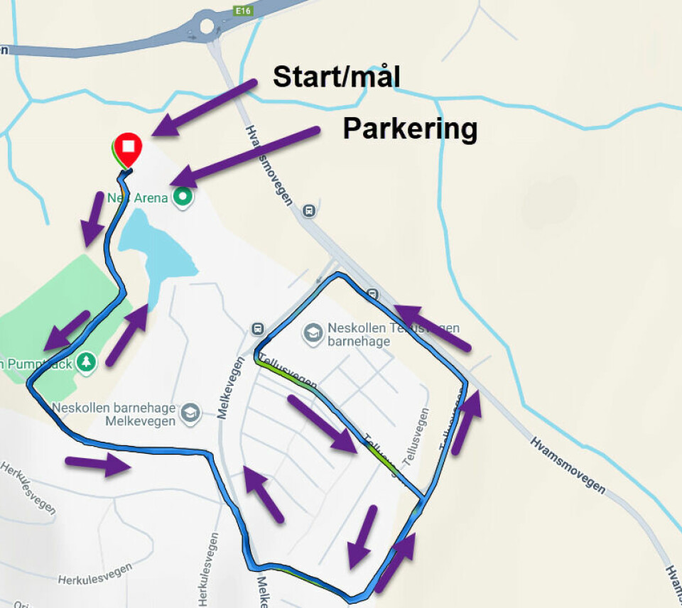 Løypekart for Neskollen Frontyard Ultra.
