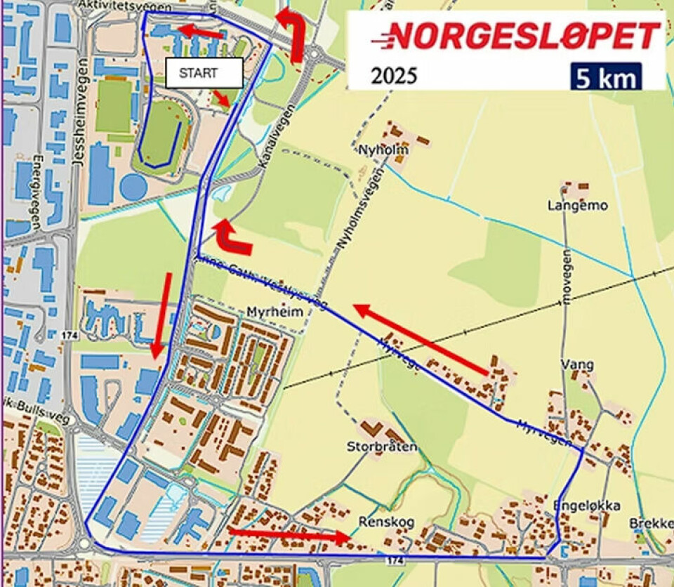 Løypekart 5 km i Norgesløpet 2025.