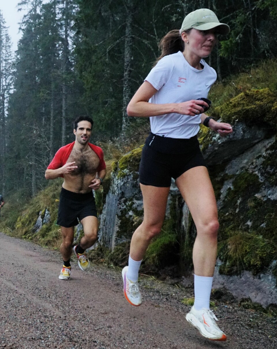 Toer: Ingrid Nordmo forsvarte hjemmets ære da samboer Simen Østensen glimret med sitt fravær... skjennungstua open motbakkeløp nordmarka oslo løp