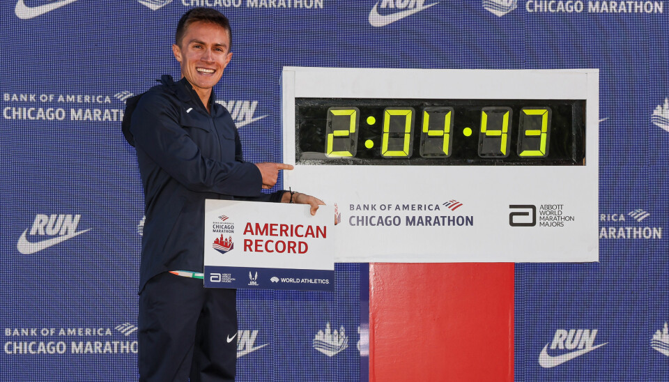 Rekordløp: Connor Mantz løp inn til ny amerikansk maratonrekord. Connor Mantz løp inn til ny amerikansk maratonrekord.