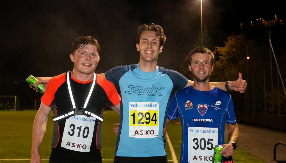 De tre beste menn i Frikarusellens åpningsløp for vintersesongen ble Sander Kjøsnes Lie, Marcus Conesa og Espen Borge Joensen.