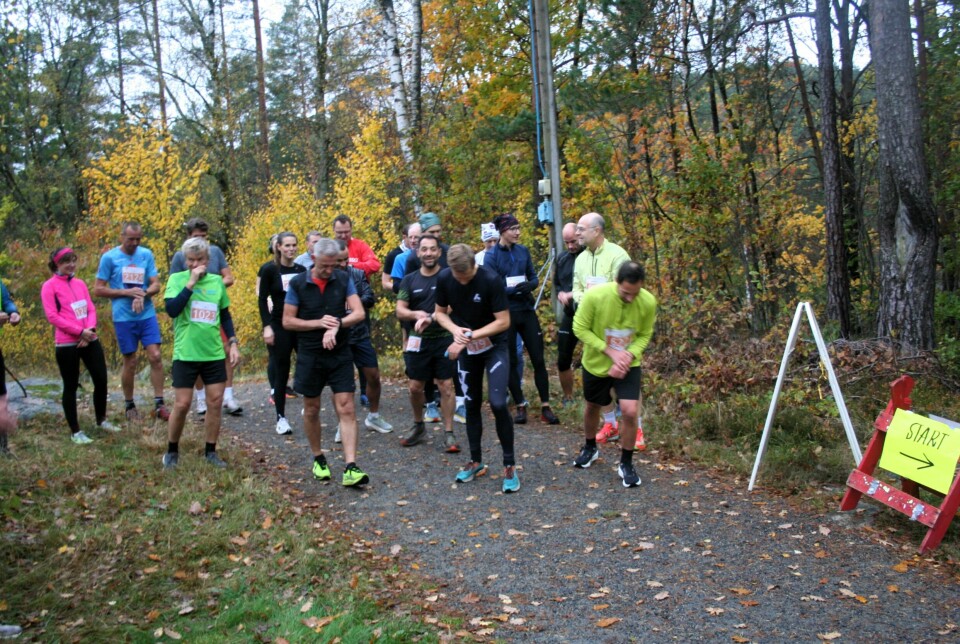 Fra starten på Milslukeren, lang løype 7,8 km klokken 17.00. terrengkarusellen kristiansand sørlandet