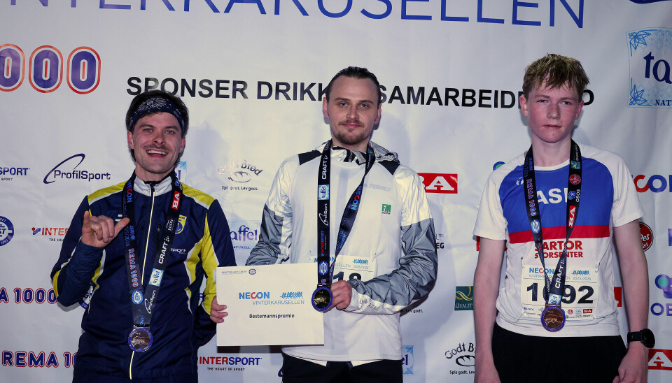 Premiepall menn 5 km: Brage Haugen, Stian Benjamin Bråten Johannessen, Hector Breivik.