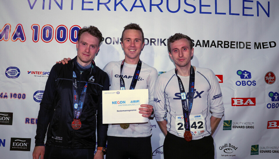 Premiepall menn 10 km: Nikolai Harris, Erland Eldrup, Chris Andre Midttveit.