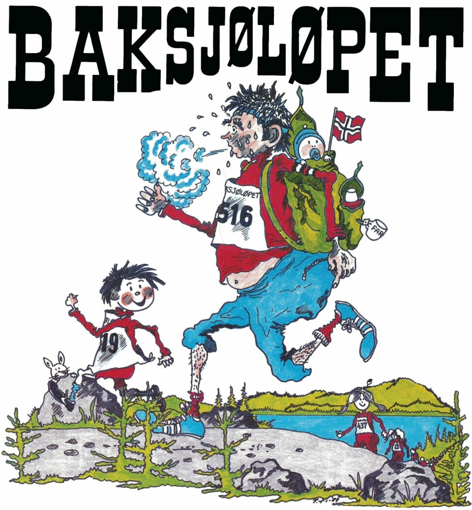 Maskoten til Baksjøløpet ble tegnet av Terje Østbøl i 1984. Baksjø-gubben symboliserer et løp for alle og at premiene skulle vokse for hvert år. Derfor har han med seg en baby og en større unge.