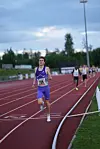 Andreas Fjeld Halvorsen løper i mål til andreplass, og beste norske plassering. En opptur fra Trond Mohn Games i forrige uke.