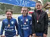 Ungdommenen (fra venstre) Erlend Strand, Ingvill Sandberg og Gina Strand gjennomførte 8.7 km på gode tider.
