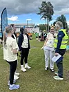 Fire av fysioterapi-studentene som står bak den spiltter nye Glommamila i Elverum i samarbeid med bedriftstidretten stilte lag på Hamar.