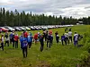 Oversikt over starten og parkeringen, begge på ryddige rekker, ved Vollkoia.