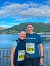 Maratonløperne: I 2025 sprang Benedicte Michelsen Midnight Sun Marathon i Tromsø sammen med samboer Håkon Thue Hanssen.