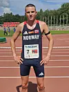Ulrik Jåvoll Hagen etter seier på 3000 meter hinder under nordisk U20 landskamp.