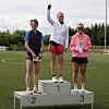 Seierspallen på kvinnenes halvmaraton (fra venstre): Simone Rahel Fenk, Anette Leistad og Anna Spjelkavik.