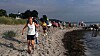 En kilometer på hver av de seks rundene gikk langs stranden.