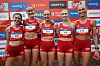 MYE RØDT - MYE SK VIDAR: De fem Vidar-jentene var alle godt fornøyde. Madelène Wanvik Holum (363), Amalie Sæten (336), Sara Kjeldsen Lie (372), Anna Marie Nordengen Sirevåg (338), Frida Bjørnstad Konow (348)