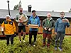 Fra premieutdelingen på 53 km, fra venstre andremann Thomas Haugen de Lange, vinneren Kjetil Myklebust, tredjemann Fredrik Hausmann, femtemann Ingvar Sandvær og sjettemann Krzysztof Szczerba.