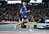 Josh Kerr sin reaksjon etter å ha krysset målstreken og vunnet finalen på 1500 meter for menn under dag 3 av World Athletics Ultimate Championship på National Athletics Center i Budapest.