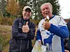 Jo Kjetil Heggelund og Erik Haugen gir tommel opp etter fullførte løp.