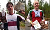 Aksel Tonjer Fingarsen og Mina Bleken Rud med matnyttige premier som årets vinnere av Huldertrampen.